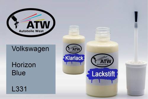 Volkswagen, Horizon Blue, L331: 20ml Lackstift + 20ml Klarlack - Set, von ATW Autoteile West.